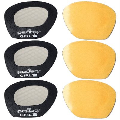 pedag Girl Anti-Slip Forefoot Inserts for High Heel Footwear, Handmade in Germany, Sandals Pumps and Mules, Textured Grip, Real Leather, One Size Fits All, Black, 3 Pair