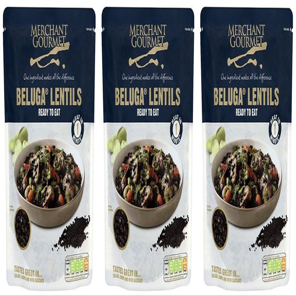 (3 Pack) - Merchant Gourmet - Beluga Lentils Ready to Eat | 250g | 3 Pack Bundle