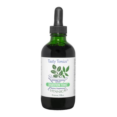 Vitanica Digestion Tonic, Gas and Bloating Relief Supplement, Organic, Improve Digestive Function & Gut Health, for Women & Men, Peppermint Oil Fennel Ginger & Aloe Vera Vegan, 4 Oz
