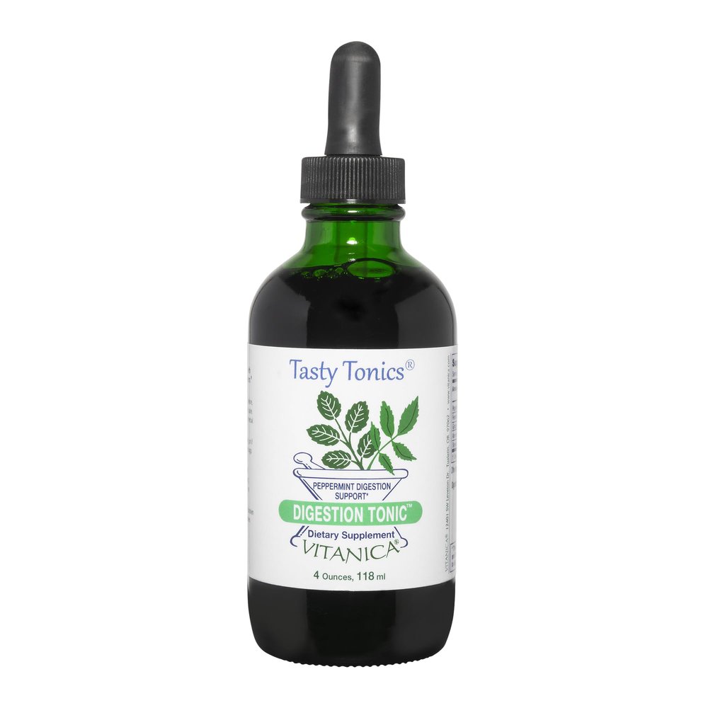 Vitanica Digestion Tonic, Gas and Bloating Relief Supplement, Organic, Improve Digestive Function & Gut Health, for Women & Men, Peppermint Oil Fennel Ginger & Aloe Vera Vegan, 4 Oz