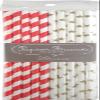 Okato Paper Straws, Pack of 20, Red, Gold Star, 0.2 x 7.7 inches (0.6 x 19.5 cm) view 1