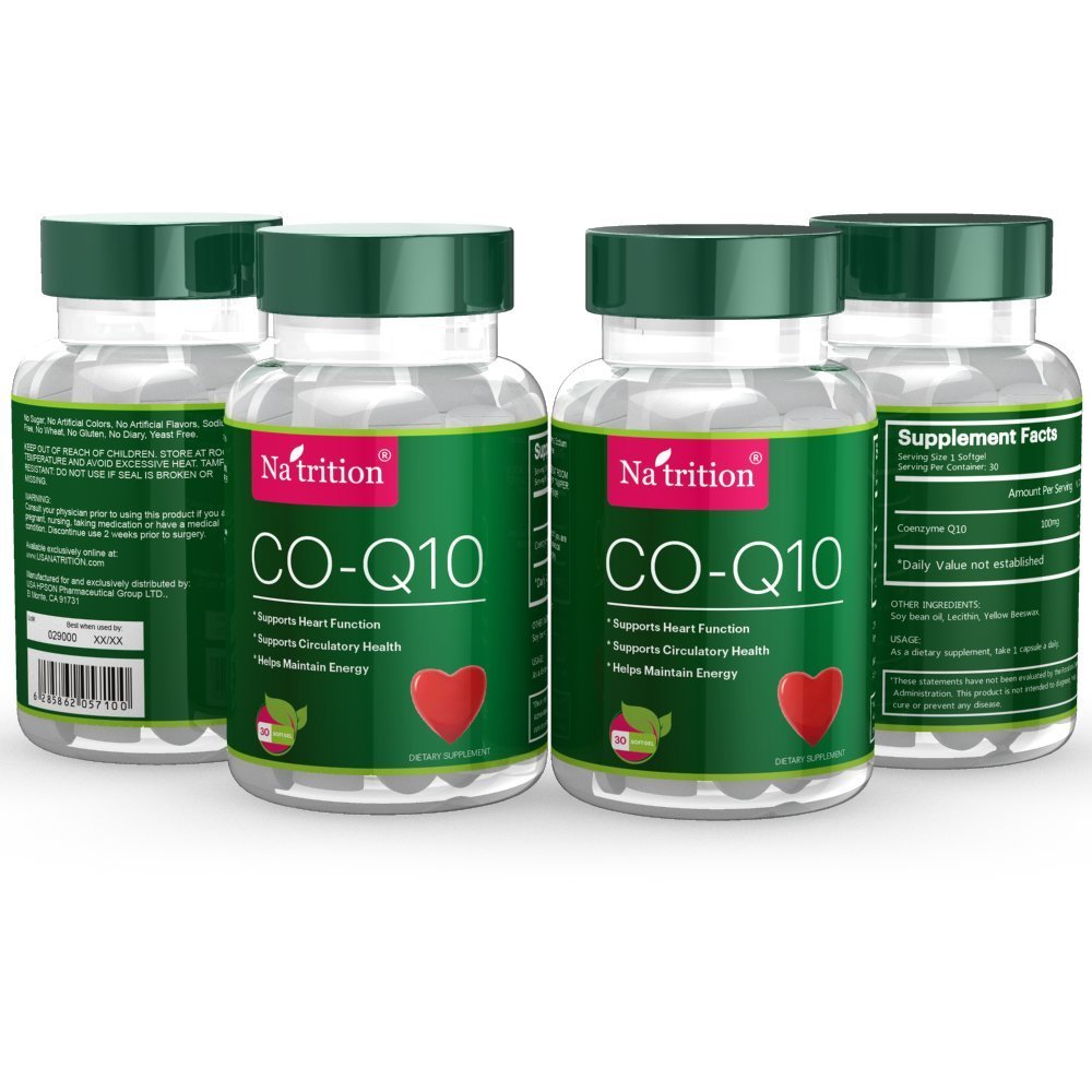 Natrition Coenzyme Q10, 100 Mg of Concentrated High Quality CoQ10 Ingredients Per Serving, 60 Softgels/Bottle, Pocket-size Small Bottle