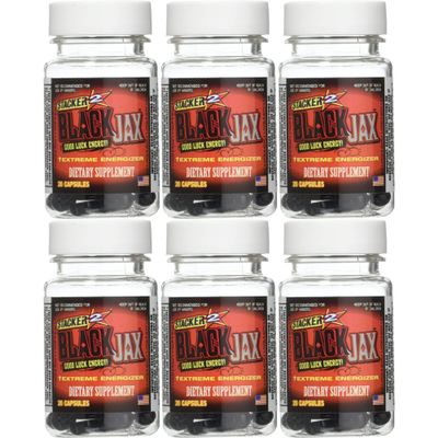 Black Jax Good Luck Energy Extreme Energizer Dietary Supplement 20ct Capsules/Bottle (Lot of 6 X) = 120 Capsules