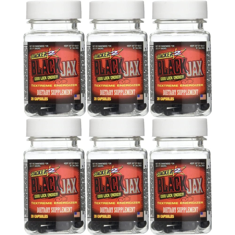 Black Jax Good Luck Energy Extreme Energizer Dietary Supplement 20ct Capsules/Bottle (Lot of 6 X) = 120 Capsules