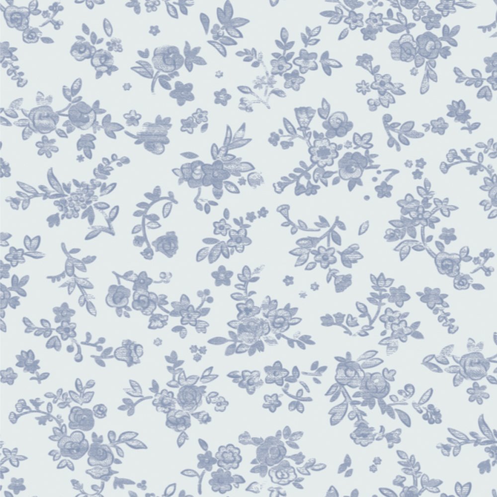 (Sasagawa) Takajirushi Wrapping Paper, 49-1500, Floral Pattern, Blue Flowers, Half Size, 50 Sheets