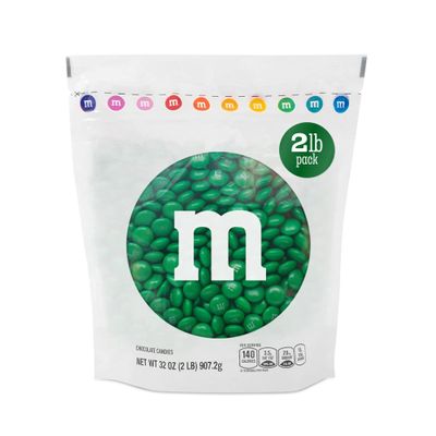 M&MS Dark Green Milk Chocolate Candy Bulk, 2lbs of M&M'S in Resealable Pack for Candy Bars, Holiday Parties, Graduations, Christmas, Dessert Tables & DIY Party Favors