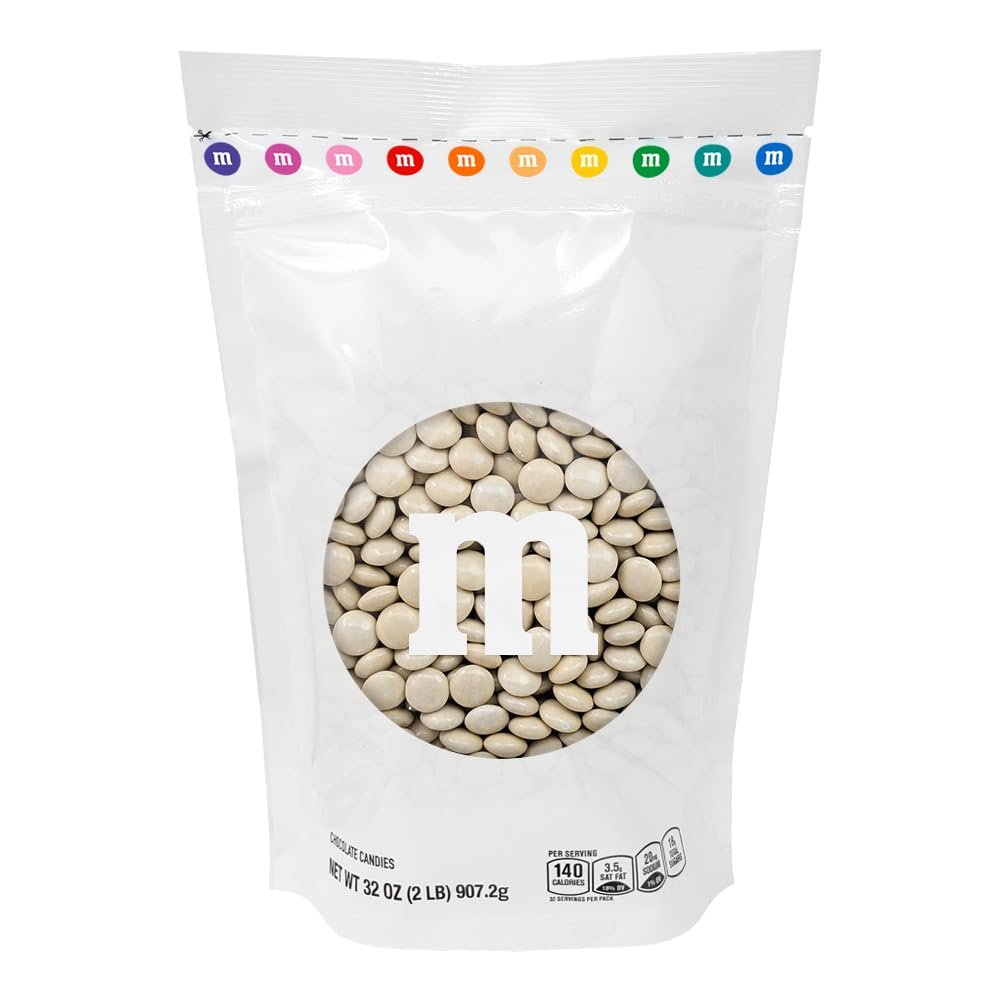 M&MS WORLD Cream Milk Chocolate Candy - 2lbs of Chocolate Candy Bulk in a Resealable Pack, For Weddings, Graduations, Birthday Party Favors, Desserts & More