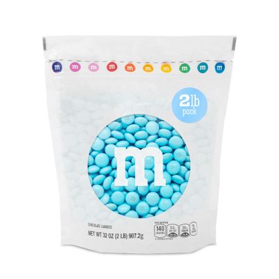 M&MS WORLD Light Blue Milk Chocolate Candy, 2 lbs Resealable Pack - Candy Bulk for Party Favors, Baby Showers, Easter, Birthday Decor, Birthday Treats, Weddings & More