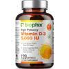 Vitamin D3 5000 IU Softgels 120 Count (125mcg) - Vitamin D-3 High-Potency in Extra Virgin Olive Oil Non-GMO Soy Free For Men and Women - Vit 3D Supplement Supports Strong Bones & Immune Health view 1