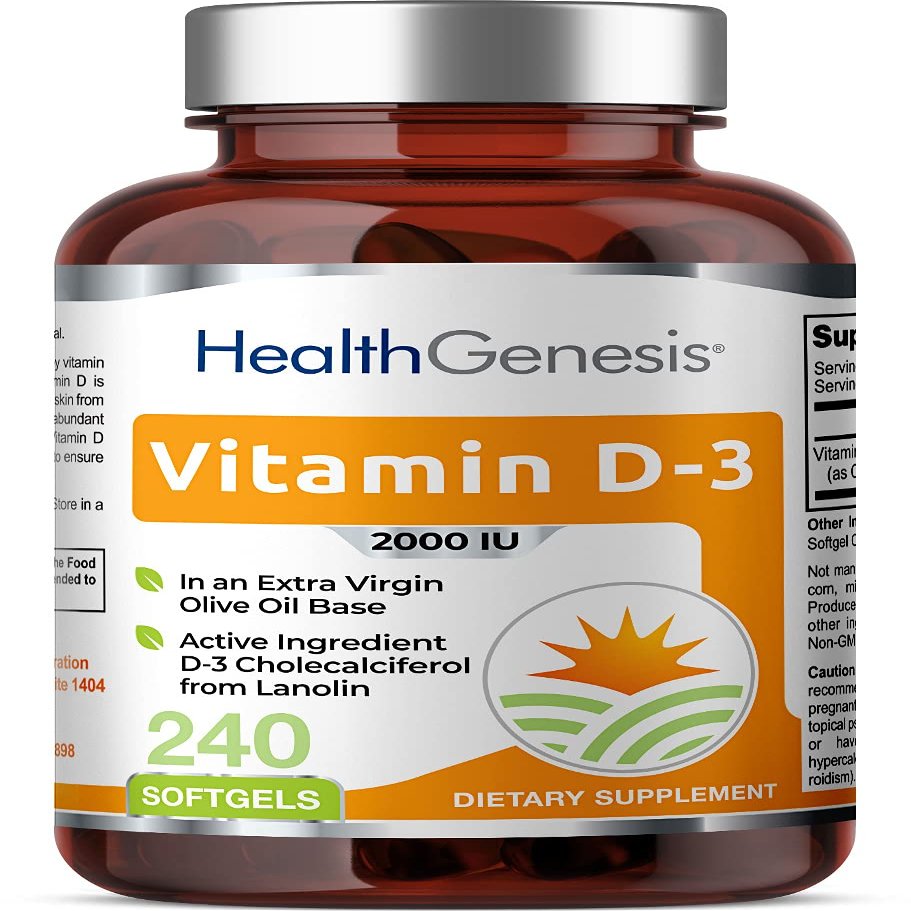 Vitamin D3 2000 IU  240 Softgels in Extra Virgin Olive Oil  Non-GMO, Soy-Free Formula  High Potency Vitamina D3 Supplement for Immune and Bone Support  Easy to Swallow D3 2000 IU Softgels