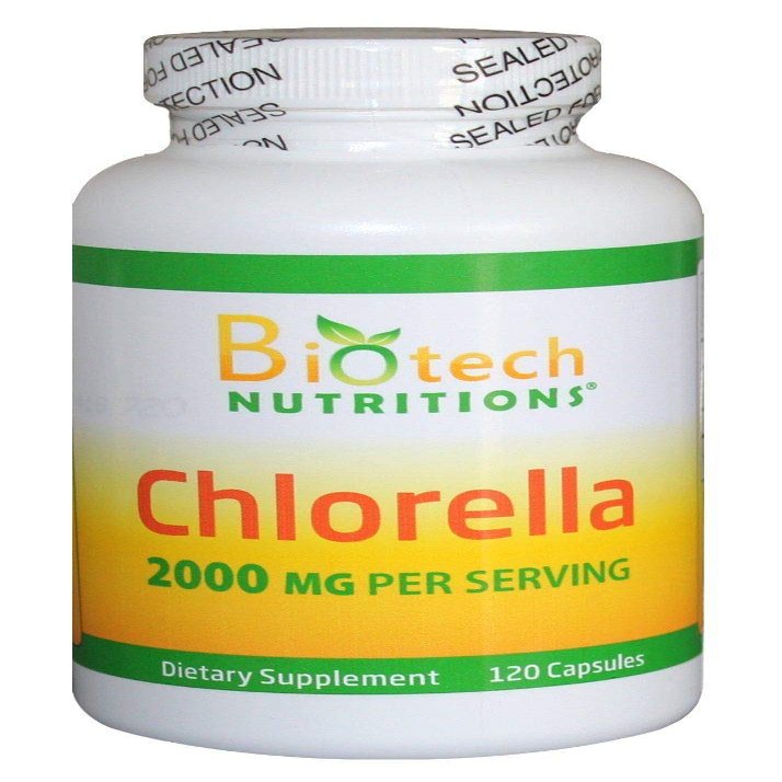 Biotech Nutritions Chlorella 2000mg Vegetable Capsules, 120 Count