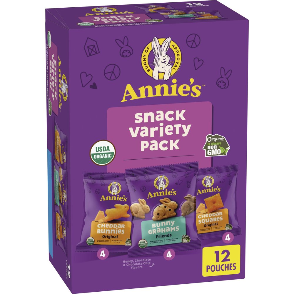 Annie's Snack Pack Variety Cheddar Bunnies/Friends Bunny Grahams/Cheddar Squares Crackers 12 ct 11 oz
