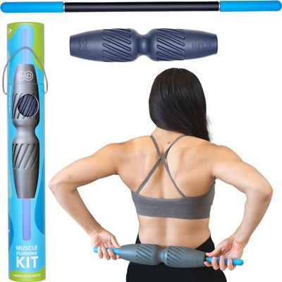 RAD 2-in-1 Muscle Flushing Kit Includes Exercise Foam Roller & 21in Massage Roller Stick Deep Tissue Myofascial Release, Muscle Recovery Tools for Mobility & Performance