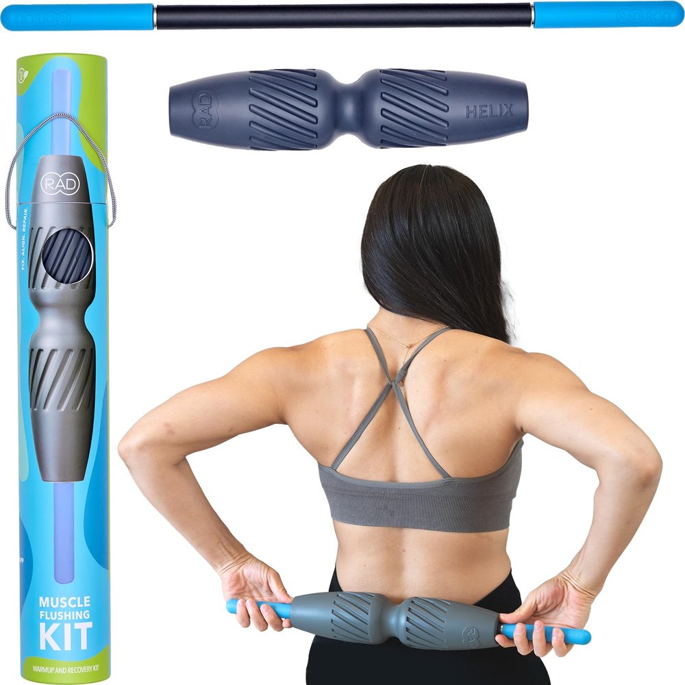 RAD 2-in-1 Muscle Flushing Kit  Includes Exercise Foam Roller & 21in Massage Roller Stick  Deep Tissue Myofascial Release, Muscle Recovery Tools for Mobility & Performance