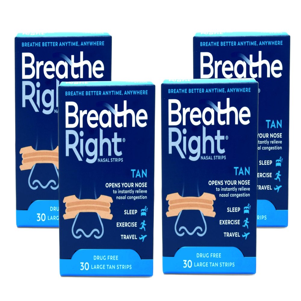Breathe Right Nasal Strips, Large, Tan, 120-Count Pack (4 Packs of 30)