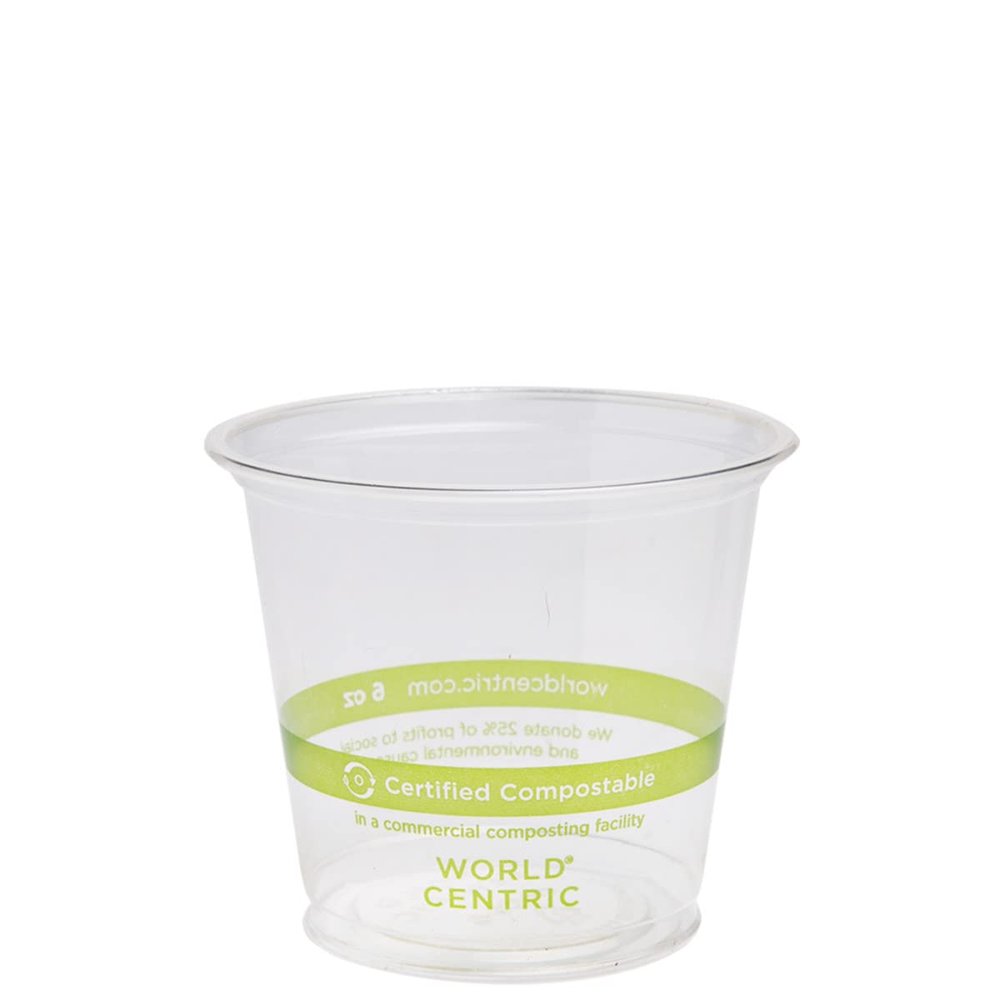 100% Compostable Cups by World Centric, Made from Ingeo PLA, for Cold Drinks, Clear, 6 oz (Pack of 2000)