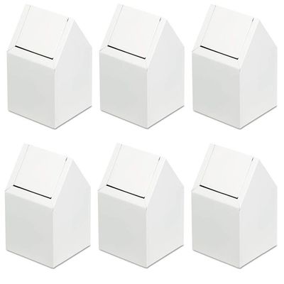 (6 Pack Value Bundle) HOS2201 Sanitary Napkin Floor Receptacle, Double Entry Swing Top, Metal, White