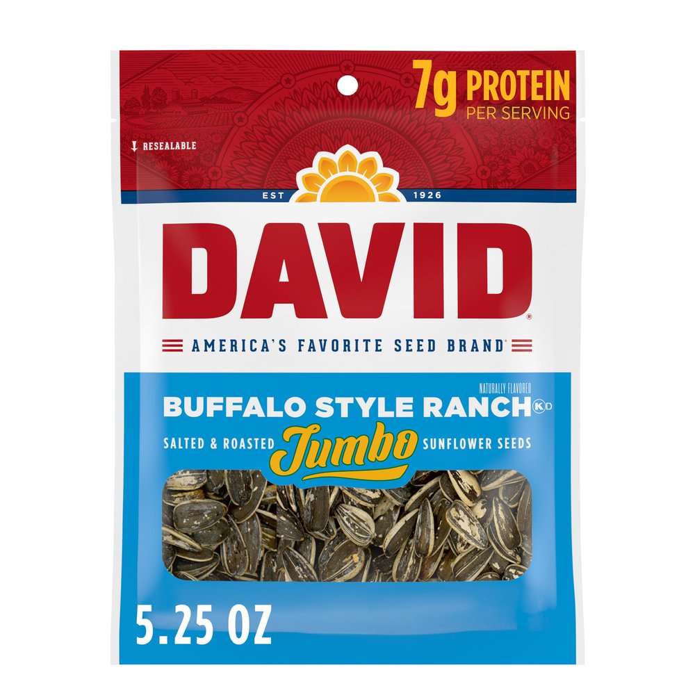DAVID Jumbo Sunflower Seeds, Buffalo Style Ranch Flavor, 5.25 oz.