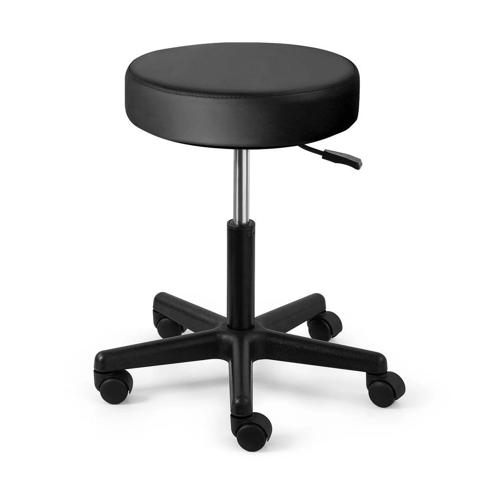Sammons Preston Pneumatic Therapy Stool, Black, Dense Foam Cushion Stool for Extra Support and Comfort, Swivel Seat with Mobility Wheels for Clinical & Hospital Use, Lower Body Support, Rolling Stool