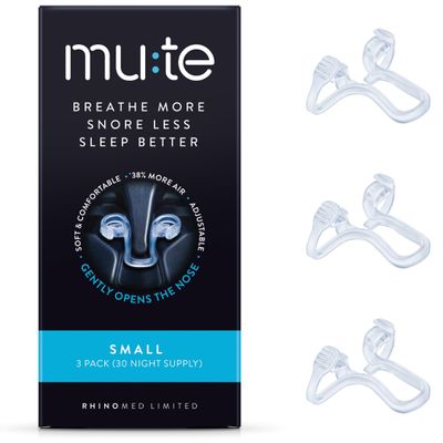 Mute by Rhinomed Nasal Dilator for Snore Reduction | Small 3pk | Increase Airflow | Anti Snoring Devices | Nasal Dilators for Sleeping | Internal Nasal Dilator | Snoring Solution | Transparent