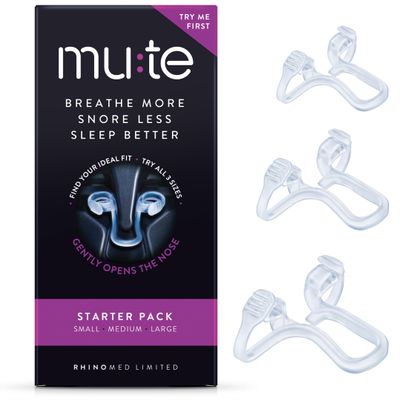 Rhinomed Mute Nasal Dilator Snoring Solution | Starter Pack | Snore Less & Sleep Better | Nasal Strip Alternative | Comfortable Breathing Aids for Better Sleep & Improved Airflow