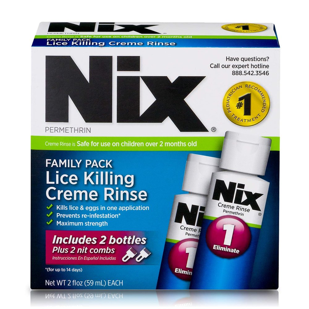 Nix Lice Killing Creme Rinse Family Pack, 2 oz & Nit Removal Comb, 2 Pack