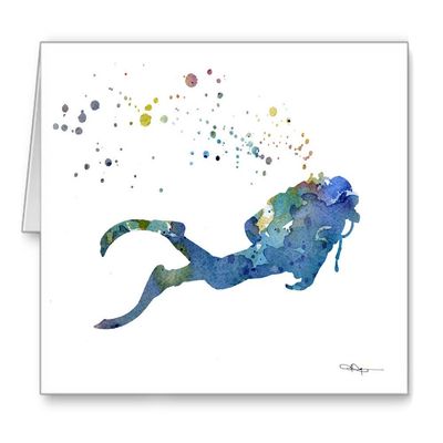 DJ Rogers Fine Art Scuba Diver - Set of 10 Note Cards With Envelopes