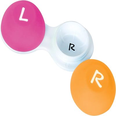 Flents Contact Lens Case, Soft Grip for Hard or Soft Lenses, Large Letters for Easy Identification, Portable Travel-Sized, Slimline Soft Grip, Color May Vary
