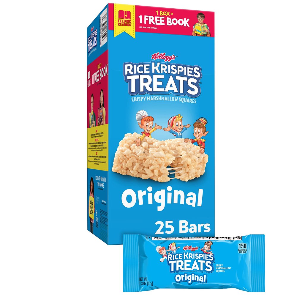 KelloggS Rice Krispies Treats, Crispy Marshmallow Squares, Original, Single Serve, Display Box, 1.3 Oz Bars (25Count)