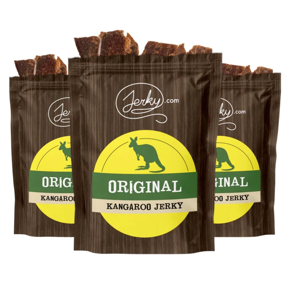 Jerky.com Exotic Original Kangaroo Jerky - Wild Game Meat Snacks, Exotic Snacks, High-Protein, All-Natural, No Added Preservatives - Healthy Snacks for Adults - 1.75 oz. (Pack of 3)