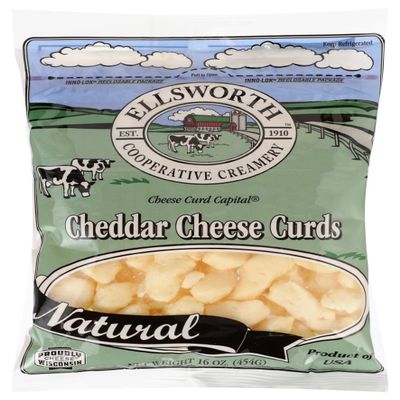 ELLSWORTH Cheese Curd Cheddar, Plain, 16 Ounce (Pack of 8)
