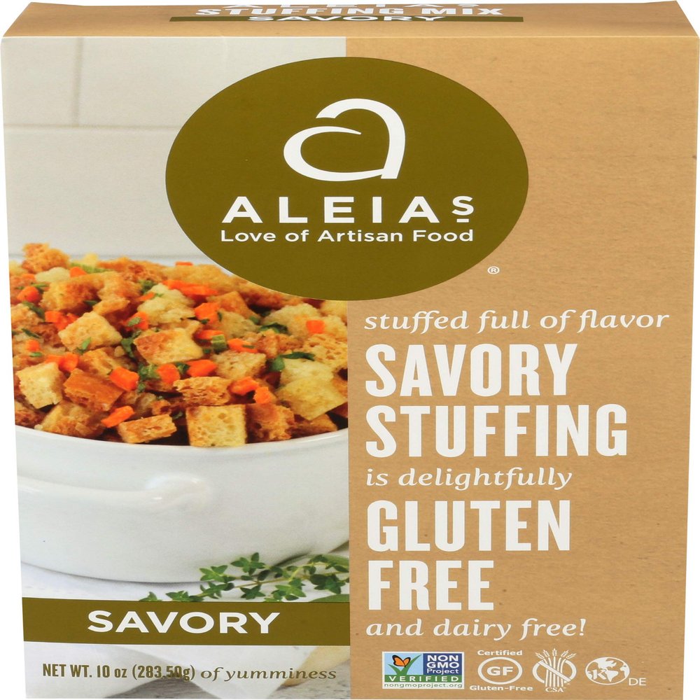 Aleias Gluten Free Bakery, Stuffing Mix Savory, 10 Ounce