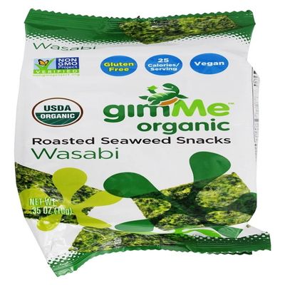 GimMe Organic Wasabi Roasted Seaweed Snacks, 0.35 Ounce - 12 per case.