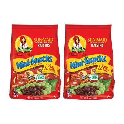 Sun-Maid California Dried Raisins Mini Snack Packs .5 oz boxes-6 ct (Pack of 2)