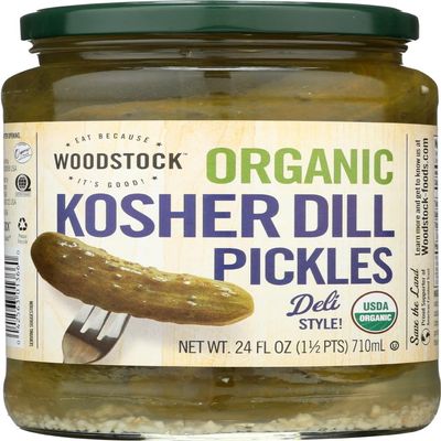 Woodstock Farms Organic Kosher Pickles - Whole Dill - 24 Ounces