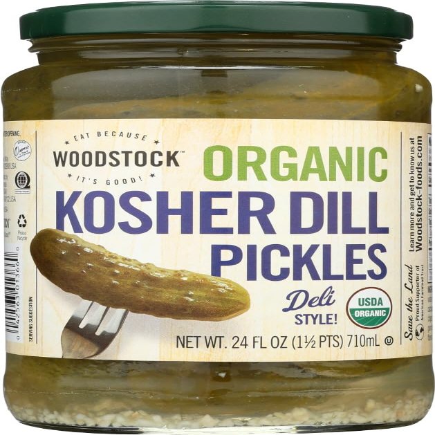 Woodstock Farms Organic Kosher Pickles - Whole Dill - 24 Ounces