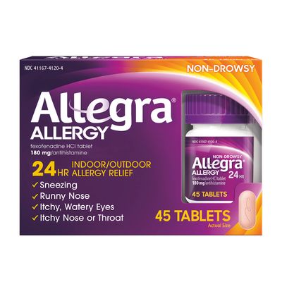 Allegra Adult 24 Hour Allergy Relief 45 Tablets, Long-Lasting Fast-Acting Antihistamine for Noticeable Relief from Indoor and Outdoor Allergy Symptoms