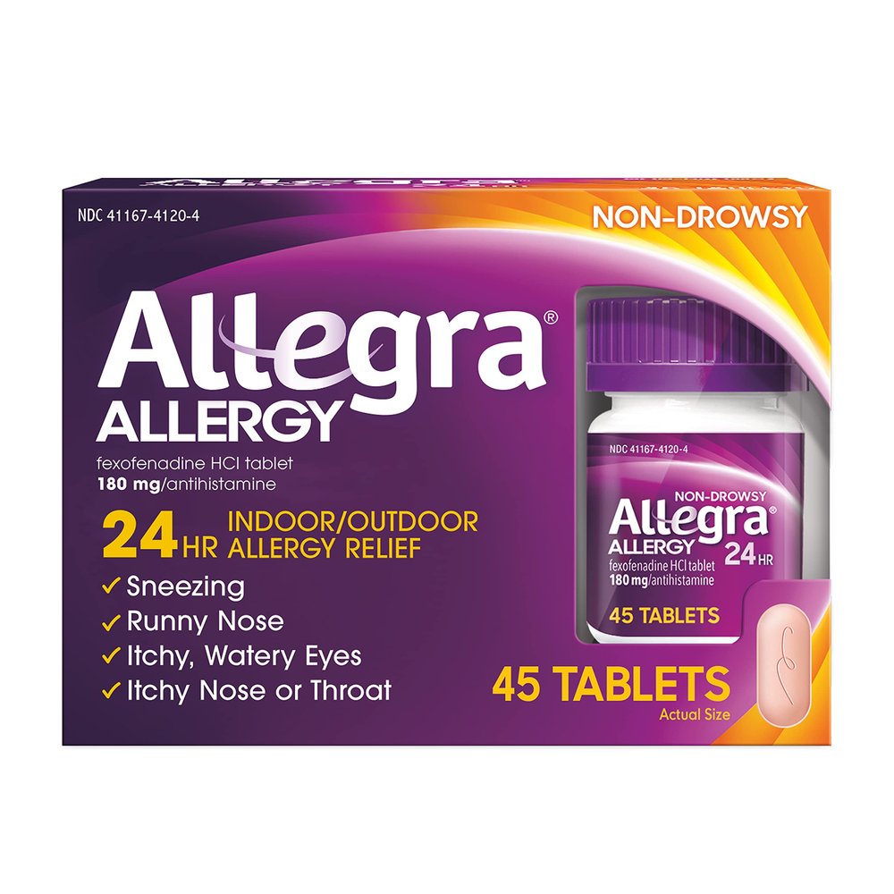 Allegra Adult 24 Hour Allergy Relief 45 Tablets, Long-Lasting Fast-Acting Antihistamine for Noticeable Relief from Indoor and Outdoor Allergy Symptoms