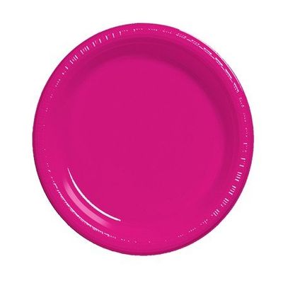 Club Pack of 240 Hot Magenta Pink Disposable Plastic Party Banquet Dinner Plates 10"
