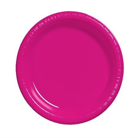 Club Pack of 240 Hot Magenta Pink Disposable Plastic Party Banquet Dinner Plates 10"