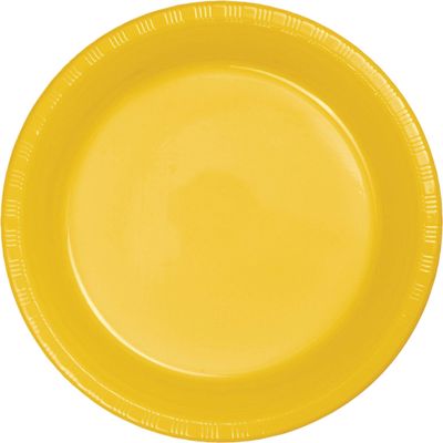 Club Pack of 600 School Bus Yellow Disposable Plastic Party Banquet Plates 10.25"