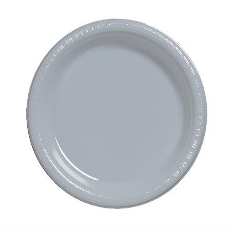 Club Pack of 240 Shimmering Silver Disposable Plastic Party Banquet Dinner Plates 9"