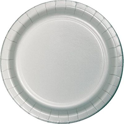 Club Pack of 240 Shimmering Silver Disposable Paper Party Lunch Plates 7"