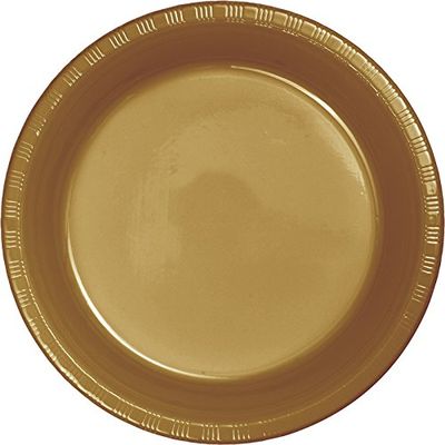 Club Pack of 240 Glittering Gold Disposable Plastic Party Banquet Dinner Plates 10.25"