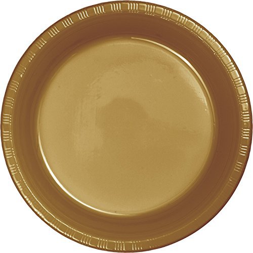 Club Pack of 240 Glittering Gold Disposable Plastic Party Banquet Dinner Plates 10.25"