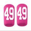 #49 Embroidered/Stitched Sweatband Wristband HOT PINK Sweat Band w/ WHITE Number (2 Pack) view 1