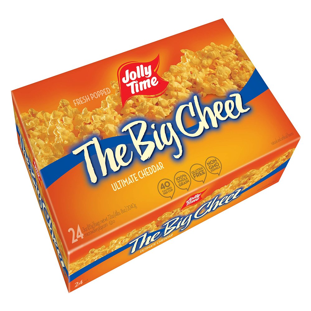 Jolly Time The Big Cheez Flavored Microwave Popcorn (Bulk 24 Pack Box), Cheddar, 72 Ounce