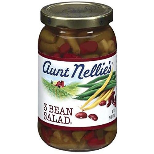 Aunt Nellies 3 Bean Salad Classic Sweet Tangy Ready-to-Eat Bean Medley Green Wax Kidney Beans in Light Vinegar Dressing (15.5 oz, 3-Pack)