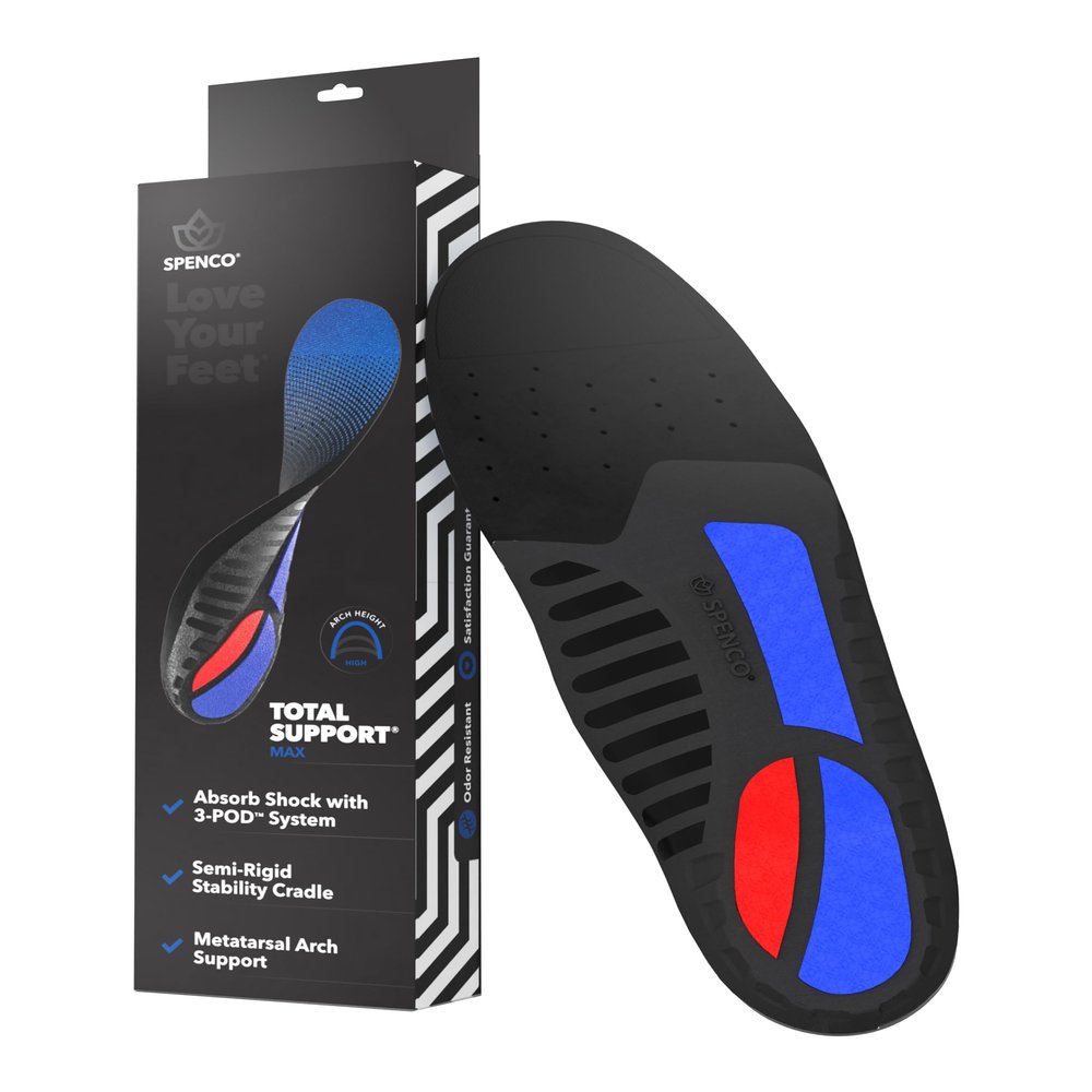 Spenco Total Support Max Shoe Insoles - Orthotic Metatarsal Arch Support Inserts - Absorbs Shock, Reduces Over-Pronation, Conforms to Foot Contours, Deep Heel Cupping Size 3