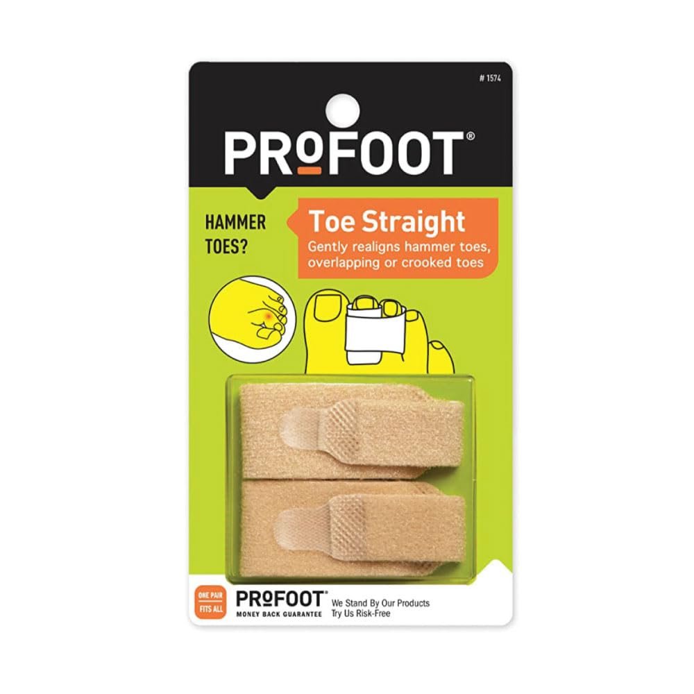 Profoot Toe Straight Hammertoe Wrap 1 Pair, Gently Realigns Hammer Toes Overlapping Toes or Crooked Toes, Cushions to Prevent Rubbing and Irritation from Shoes
